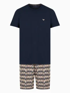 Pánské pyžamo 112101 4R583 18855 hnědé se vzorem - Emporio Armani