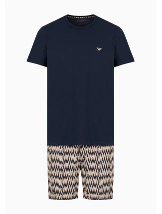 Pánské pyžamo 112101 4R583 18855 hnědé se vzorem - Emporio Armani Pánské pyžamo 112101 4R583 18855 hnědé se vzorem - Emporio Armani