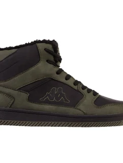 Pánské kotníkové zimní kožešinové boty 243374 3111 Tmavě zelená s černou - Kappa