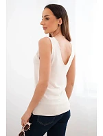 Dámská viskózová halenka bez rukávů s výstřihem do V béžová Dámská viskózová halenka bez rukávů s výstřihem do V béžová