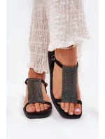 Plné Elegantní Dámské Sandály S Krystaly Artiker 56C1370 Černé