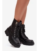 Dámské workery kotníkové boty na klínku zateplené s písmenem F černé Lurina