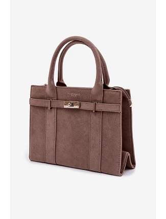 Kufříková kabelka z imitace semiše Tmavě béžová Noressa