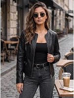 Dámská přiléhavá černá bunda z ekokůže FashionStreet TY5721 Dámská přiléhavá černá bunda z ekokůže FashionStreet TY5721