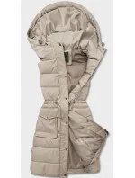 Béžová dámská péřová vesta s kapucí (CAN-860) Béžová dámská péřová vesta s kapucí (CAN-860)