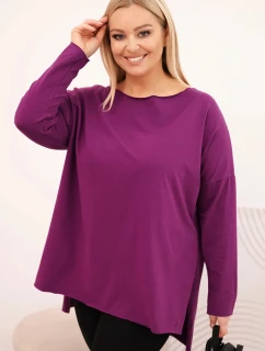 Dámská blůza Plus Size asymetrická s dlouhým rukávem tmavě fialová