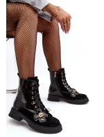 Dámské módní boty se zipem a ozdobami D&A MR870-76 černé Dámské módní boty se zipem a ozdobami D&A MR870-76 černé