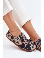 Semišové Polobotky Barefoot Dámské S Přezkou Patches Zazoo N1261 Hnědo-Bežové