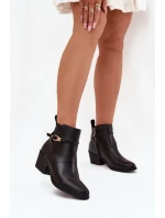 Dámské Boty Na Zip S Páskem A Zlatým Detailem Černé Zelinae Dámské Boty Na Zip S Páskem A Zlatým Detailem Černé Zelinae