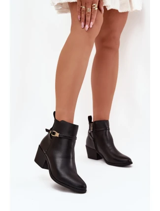 Dámské Boty Na Zip S Páskem A Zlatým Detailem Černé Zelinae Dámské Boty Na Zip S Páskem A Zlatým Detailem Černé Zelinae