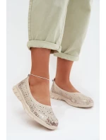 Kožené krajkové baleríny S.Barski GR61-5973 béžové