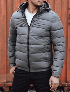 Pánská prošívaná zimní bunda s kapucí šedá FashionStreet TX4844