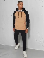 Pánská základní mikina s kapucí ve velbloudí barvě FashionStreet BX5891