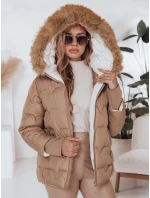 SNOWMISS dámská zimní bunda prošívaná béžová s kapucí FashionStreet TY5000