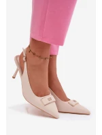 Dámské Sandály na Podpatku S Dekorativním Detalem Světle Béžové Lurella