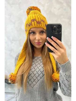 Dámská ušanka Nadia K321 hořčicová - Oliwier Dámská ušanka Nadia K321 hořčicová - Oliwier