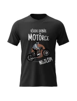 Dámské bavlněné tričko s potiskem - VŠUDE DOBŘE NA MOTORCE NEJLÍP! - černé