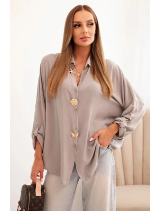 Dámská košile s viskózou, ozdobnými knoflíky a límečkem fango