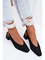 Materiálové dámské sandály na podpatku Černé Marcelle