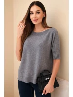Dámský svetr z viskózy s krátkým rukávem šedý