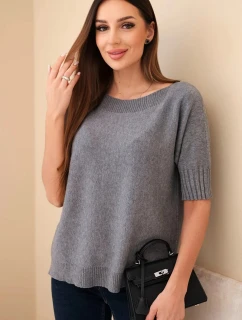 Dámský svetr z viskózy s krátkým rukávem šedý