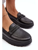 Kožené polobotky s platformou se zdobením černé Lemar Lehira