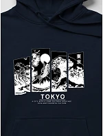 Pánská mikina s kapucí a potiskem TOKYO, tmavě modrá, FashionStreet NX5146BX