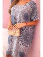 Dámské bavlněné šaty s orientálním vzorem šedý