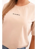 Dámská bavlněná blůza s potiskem Minimal béžová Dámská bavlněná blůza s potiskem Minimal béžová