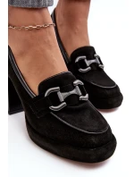 Kožené lodičky na masivním sloupku Laura Messi 2706 černé