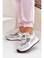Sportovní boty sneakers dámské na platformě panterka bílo-bežové Pumbes