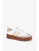 Dámské Tenisky Na Platformě Z Eko Kůže Bílá-Zlatá Elaraven