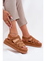 Dámské Sandály Na Platformě Eko Semišové Camel Filisenia
