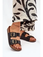 Dámské Sandály Na Korekové Platformě S Přezkami Černé Vesina