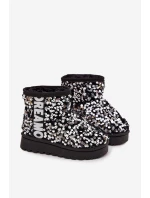 Dětské sněhule boty zateplené s flitry Černo-stříbrné ERebbica