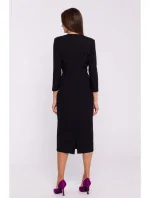 S372 Květinové tužkové šaty - černé