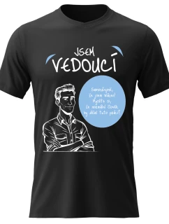 Pánské bavlněné tričko s potiskem - JSEM VEDOUCÍ - černé