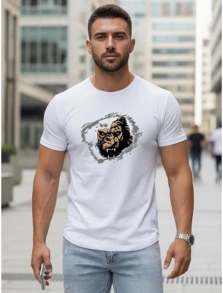 Pánské bavlněné tričko s potiskem bílé FashionStreet NX5085R