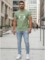 Pánské tričko s potiskem motýlů světle zelené FashionStreet NX5088R