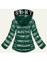 Zelenná dámská metalická bunda s kapucí (xw808x) Zelenná dámská metalická bunda s kapucí (xw808x)