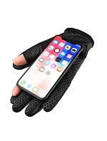 Pánské zateplené protiskluzové rukavice pro telefon - černé