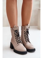 Zateplené dámské botky z přírodní kůže Béžové Vinceza 66671