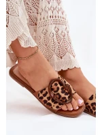 Dámské Ploché Pantofle S Ozdobnou Přezkou Leopard Luwam