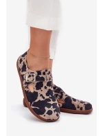 Semišové Polobotky Barefoot Dámské S Přezkou Patches Zazoo N1261 Hnědo-Bežové