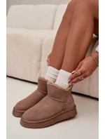 Semišové zimní boty pro ženy na platformě Vinceza 97962 béžové