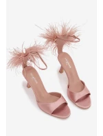 Lodičky na podpatku s peřím špinavě růžové Caelina
