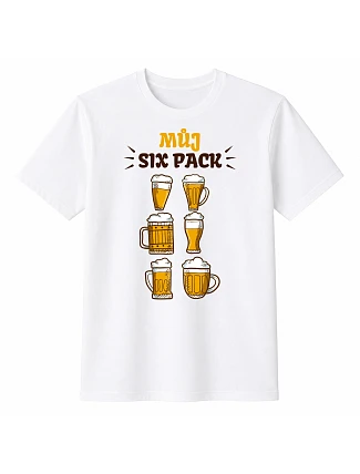 Pánské bavlněné tričko s potiskem - MŮJ SIX PACK - bílé Pánské bavlněné tričko s potiskem - MŮJ SIX PACK - bílé