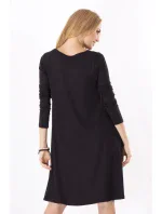 Dámské šaty volný střih 3/4 rukáv vhodné i pro těhotné středně dlouhé grafitové - Černá - BeYou Dámské šaty volný střih 3/4 rukáv vhodné i pro těhotné středně dlouhé grafitové - Černá - BeYou