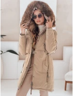 Dámská zimní bunda parka s kapucí FashionStreet camel TY5082 Dámská zimní bunda parka s kapucí FashionStreet camel TY5082