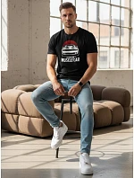 Pánské bavlněné tričko s potiskem muscle car černé FashionStreet NX046R